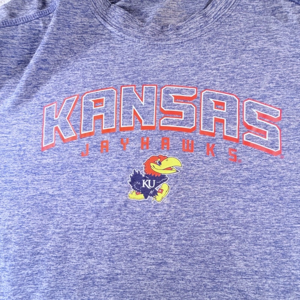 Pro Edge Kansas Jayhawks Space Dye Performance Tee Mens Small Blue